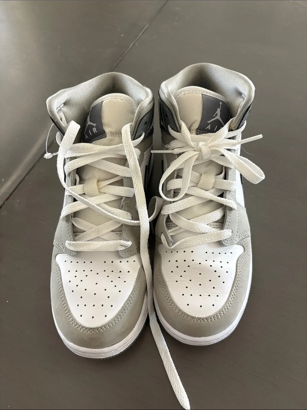 Nike Kids Mid-Top Sneakers in White and Gray